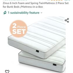 Zinus 6 Inch Foam And Spring Twin Mattress  2 Piece Set