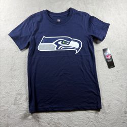 Seattle Seahawks Kids Size Small 8 Navy Blue T Shirt NFL NWT #2B