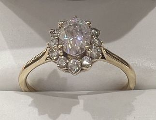 Engagement Ring 14k Gold, 1 Kt T.w Moissanite Diamond Halo Style