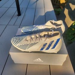 Adidas White Blue Predator Edge Soccer Cleats Size: 8