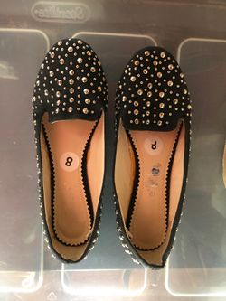 Black and studded size 8 women’s flats