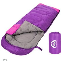 Sleeping bag 3 seasons (summer, spring, autumn) warm and cool weather, lightweight, waterproof, indoor and outdoor use for children, teenagers and adu