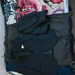 Child’s Suit Midnight Blue And Black With Tavel Bag 