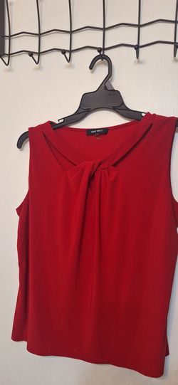 Nine West Red Sleeveless Knot- Neck Blouse size XL