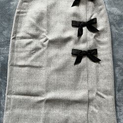 J Crew Bow Seam Pencil Skirt In Heather Graphite