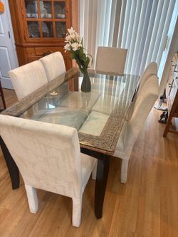 Set of 6 upholstered dining chairs (Chairs only)