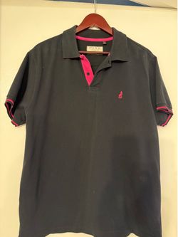 Thomas Pink Classic Fit black polo w hot pink trim Men’s size XL