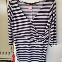 Ladies Med Striped Maternity Top