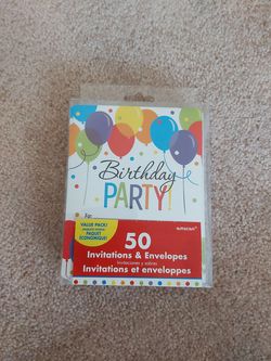 50 Birthday party invitations with envelopes