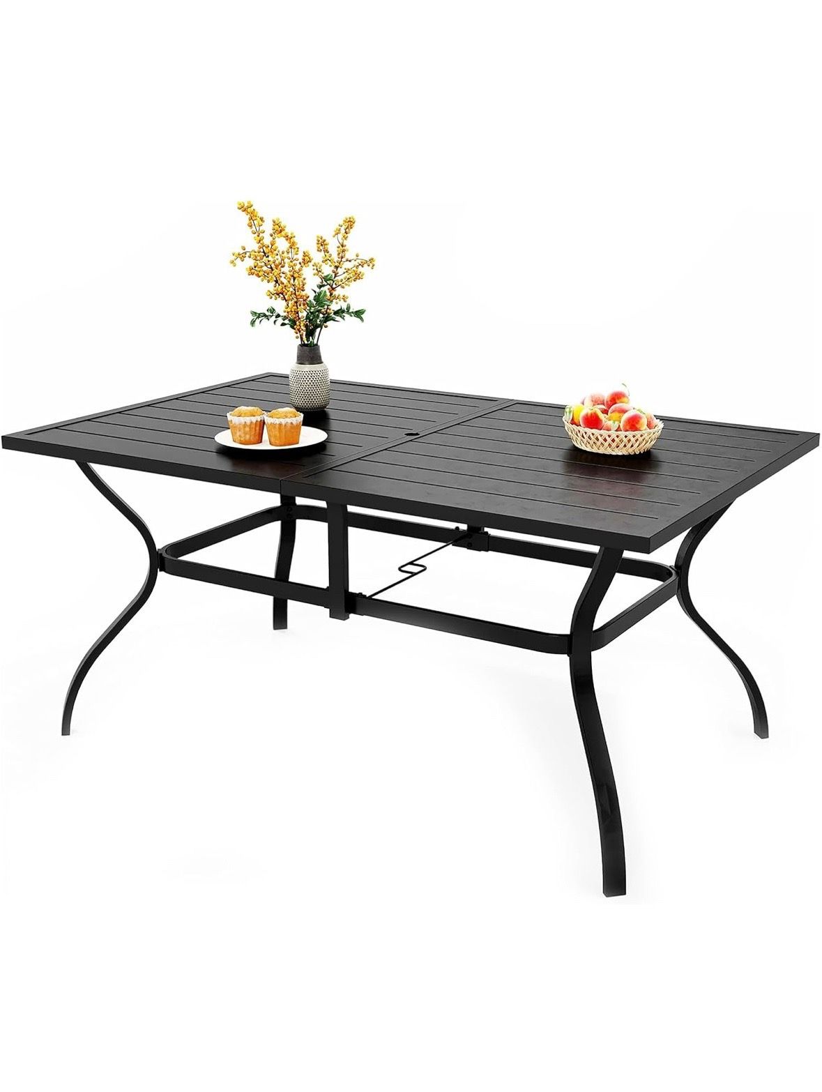 Outdoor Patio Dining Set โ Table + 6 Chairs + Umbrella