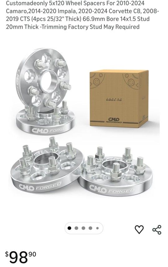 5x120 Wheel Spacers 14x1.5 stub 20mm Thick 66.9mm Bore