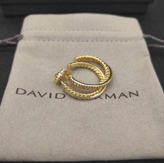 David Yurman Gold-Plated Diamond Stud Earrings