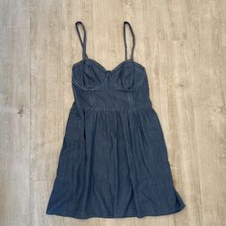 Abercrombie & Fitch Blue Denim Corset Top Mini Dress, L