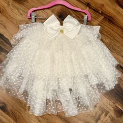 Sz 4/5 White Tulle Heart & Bow Skirt by Angels Face