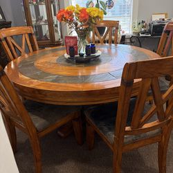 60 inch wooden table w/5 chairs