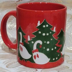 Waechtersbach Christmas Mug with Geese and Trees