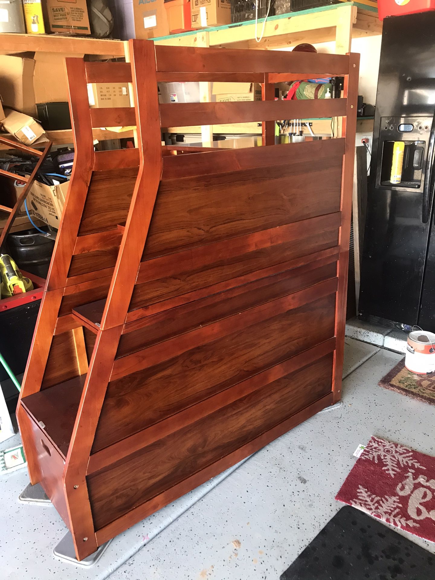 Cherry wood stairs and storage for bunk bed. no bunk bed.