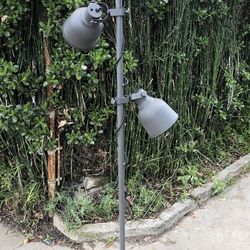 IKEA HEKTAR Floor Lamp with 3 height-adjustable spotlights, dark gray.
