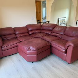 Red Leather Couch 