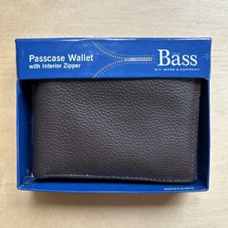 New  Bass Passcase Genuine Leather Wallet