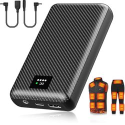 4V Heated Vest Battery Pack, 30000mAh Portable Charger with DC and USB Output Ports for Heated Jacket