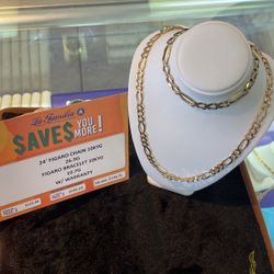 Figaro Chain And Bracelet 