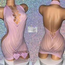 {EXOTIC DANCE/ CLUB/ RAVE WEAR: 1 PIECE DRESS WITH RHINESTONES 
