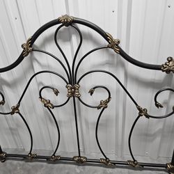 Brass And Black Metal Headboard And Foot Board 