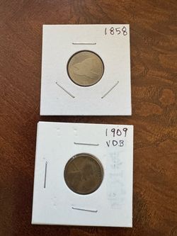1858 flying eagle & 1909 VDB .01¢
