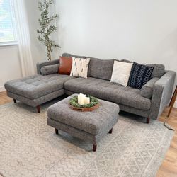 Article Sven MCM Sectional Couch With Ottoman 