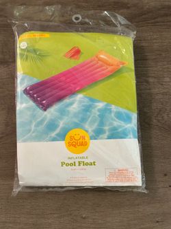 Sun Squad Inflatable Pool Float 67.5 inches Long x 25" Wide Multi Color, Includes Repair Patch.