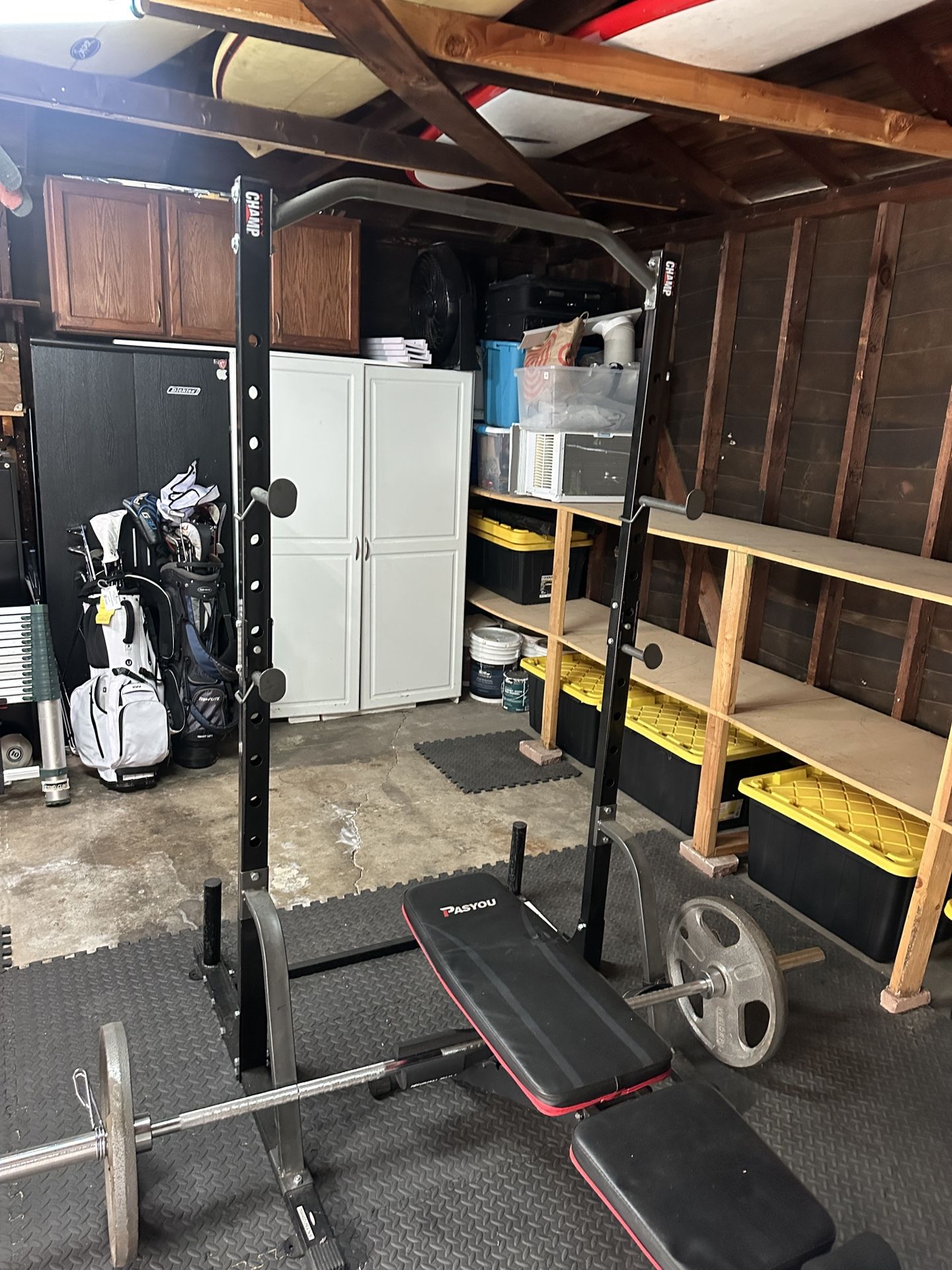 Weight Barbell And Bench Squat Rack