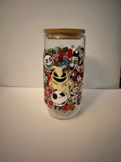 Nightmare Before Christmas Glass Jar with Bamboo Lid
