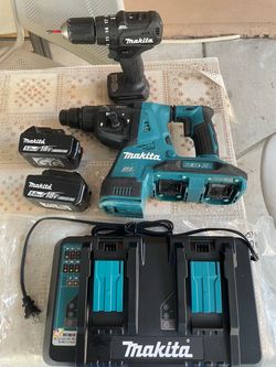 Makita 18V Drill, 36V Rotary Hammer, Batteries & Charger Set