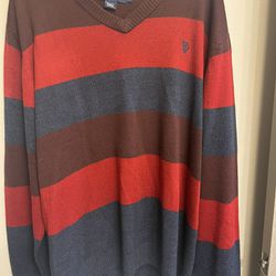 U.S. Polo Association Men’s Red And Blue Stripe Pullover Sweater