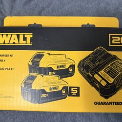 Brand new 2x 5Ah DEWALT 20V MAX Lithium-Ion Batteries + Chargers