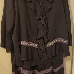 2pc Women's Brown Skirt Set Plus Size 