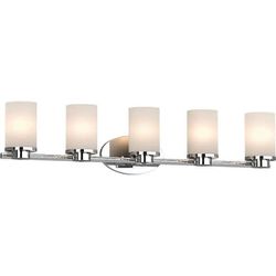 Volume Lighting
Sharyn 5-Light 8.25 in. Chrome Indoor Bathroom Vanity Wall Sconce or Wall Mount with Frosted Glass Cylinder Shades