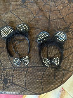 Halloween Costume Mouse Ears Headbands with Sequin Bow – Set of 2