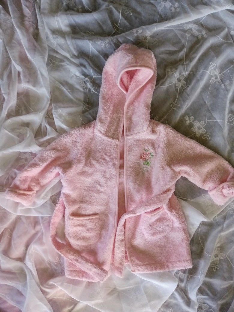 Baby Girl Robe W/ Rose Applique - 0-9 Months