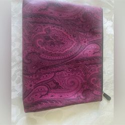 ETRO paisley-print zipped pouch EUC, Vintage, leather in excellent condition.