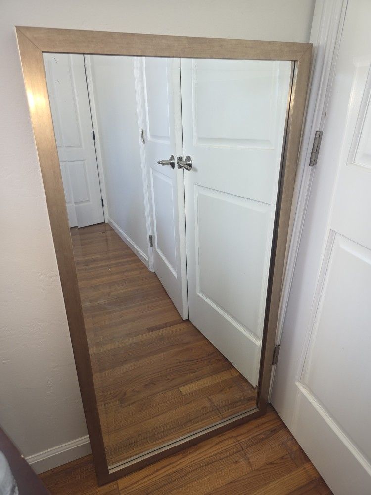 Large Beveled Gold Frame Mirror