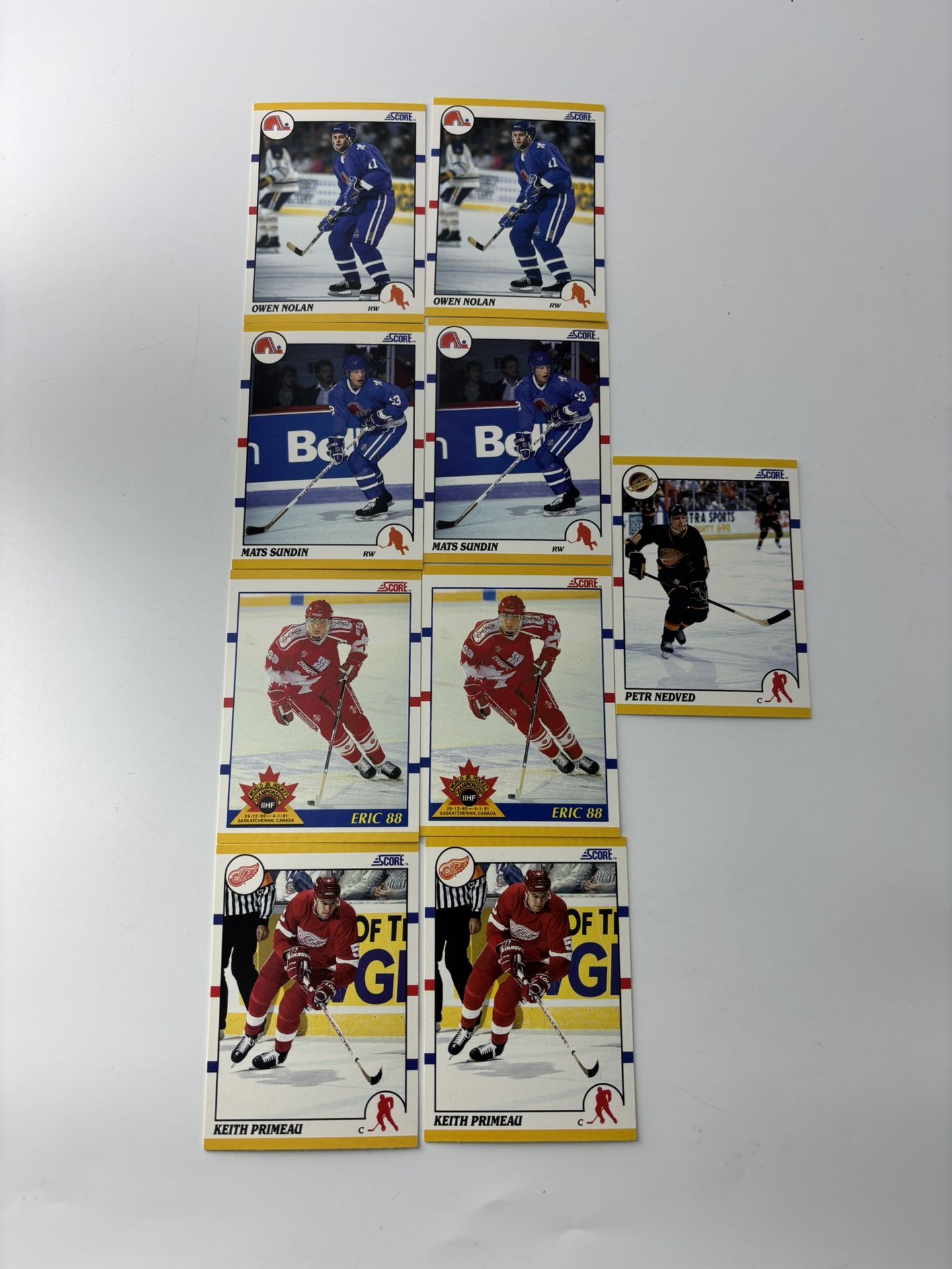 90-91 SCORE Hockey NHL Lot 9- Nolan, Sundin, Primeau, Nedved, Lindros Rookie