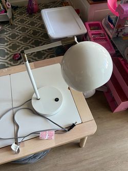 White Globe Desk Lamp with Adjustable Arm