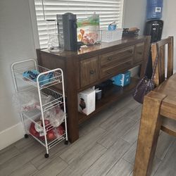 Solid Wood Dining Set + 6 Chairs + Buffet 