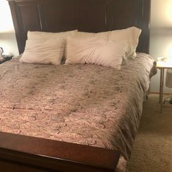 Complete Used Bed Frame, Ashley California King, Rustic Brown (all Frame Parts Present, Excludes Mattress/Box Spring) 