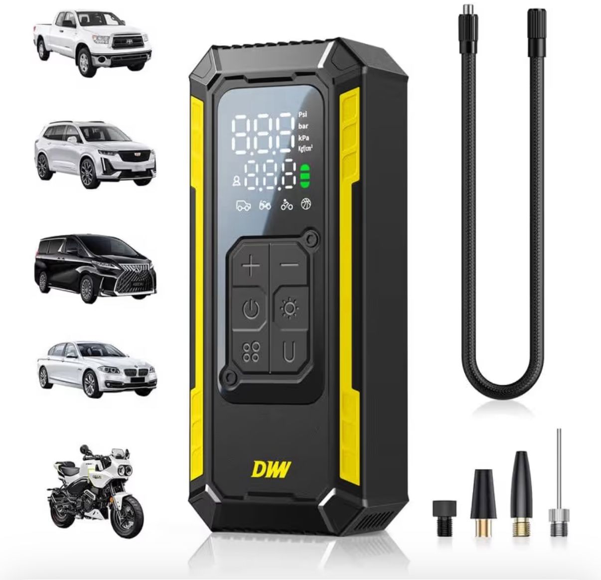 Tire Inflator Portable Air Compressor, 150 PSI Portable Tire Inflator for Car with Digital Gauge, Air Pump for Inflatables with LED & Auto Shut-Off, I