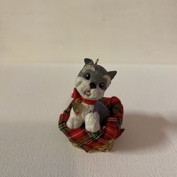 Hallmark Keepsake Puppy Love Schnauzer Ornament Gray Dog QX448-4 1992 Vintage