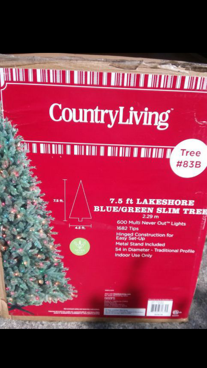 CountryLiving 7.5 ft Lakeshore Blue/Green Slim Tree