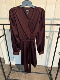 Express Burgundy Satin Wrap Mini Dress